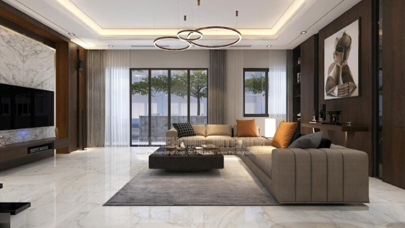 Mẫu thiết kế nội thất cao cấp dành cho biệt thự hiện đại tại Parkcity – không gian luôn tràn ngập cây xanh vì vậy mà hệ thống cửa kính lớn là sự lựa chọn tuyệt vời tại khu đô thị nơi đây.